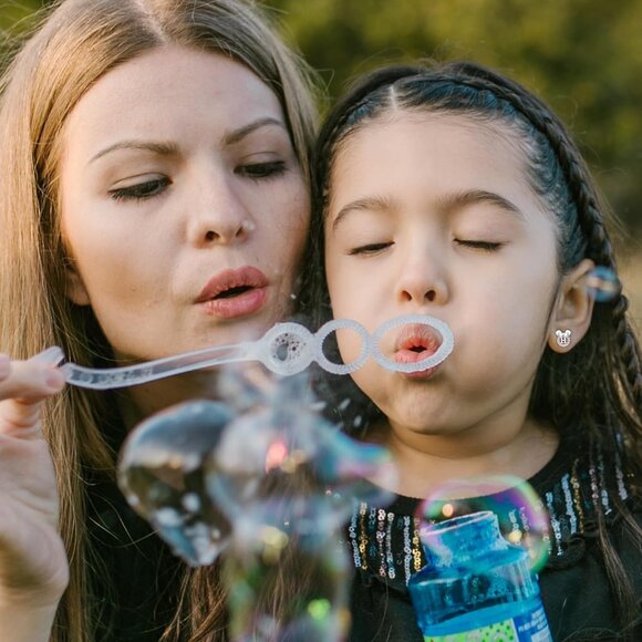 Pink Cubic Zirconia Sterling Silver Initial Stud Earrings for Girls - Picture 6 of 7